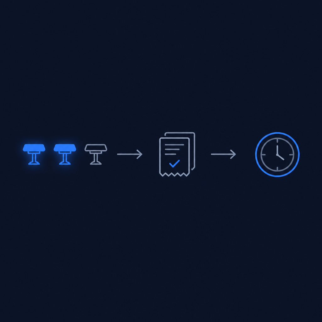 Diagram of open checks, table counts, and the resulting wait estimate